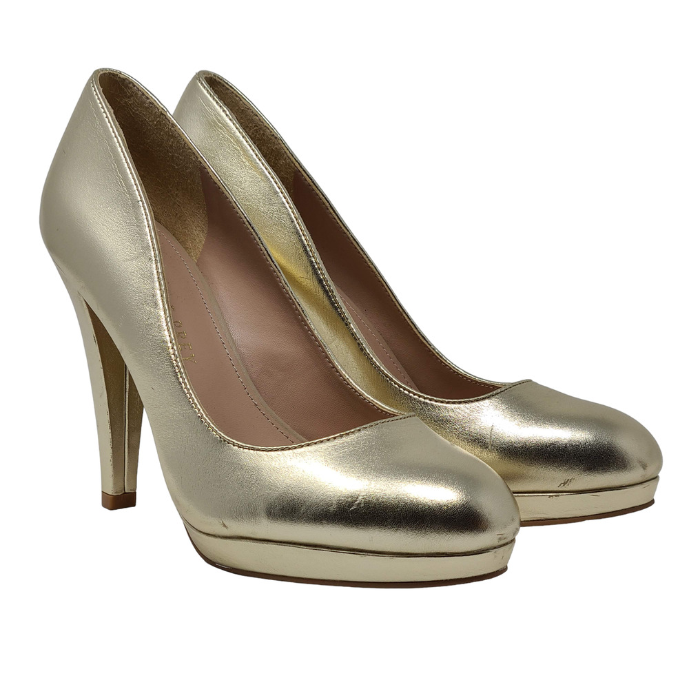 SHOES OF PREY Light Gold Metallic Platform‎ Heels Women's 7.5N Narrow